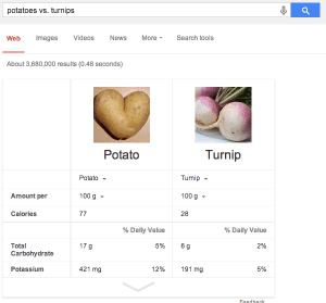 Potatoes vs turnips